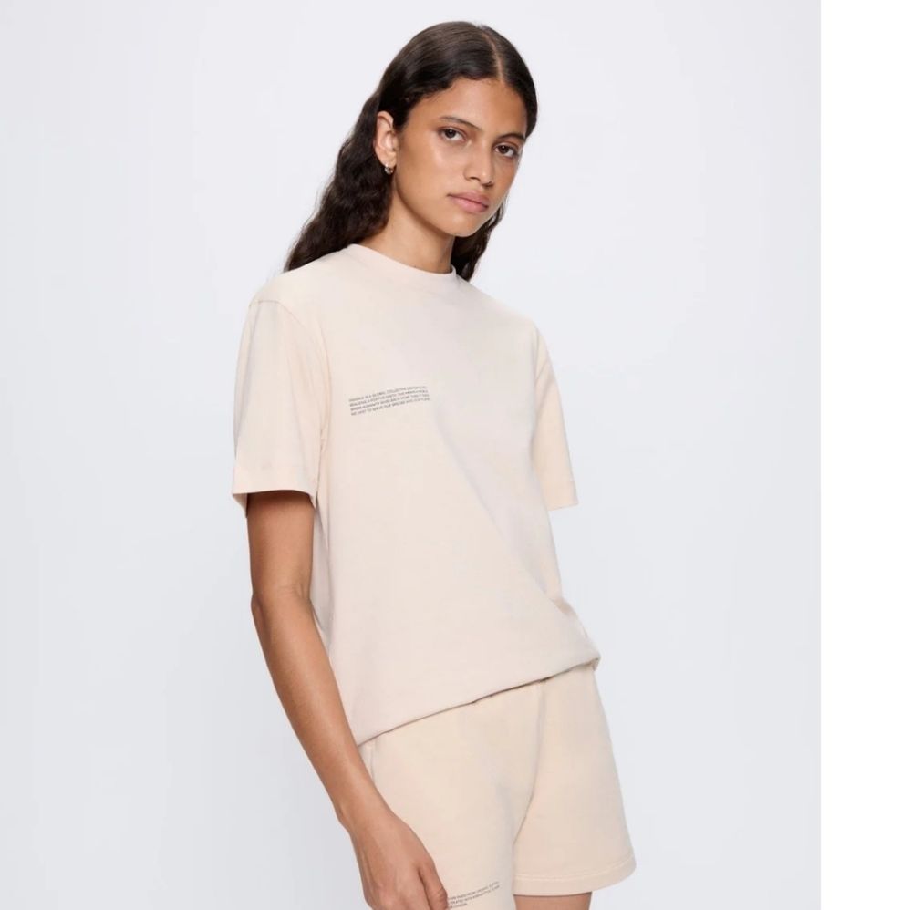 Pangaia Cream Short Sleeve Relaxed T Shirt Small